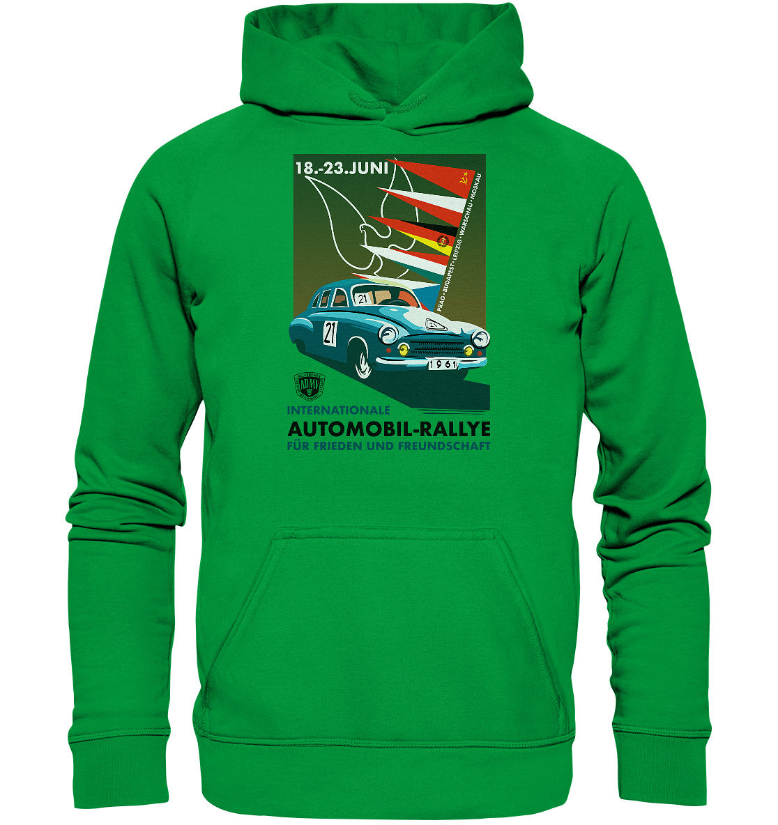 DDR Ostalgie Kapuze / Hoodie Unisex • INTERNATIONALE RALLYE WARTBURG 1961 (ORIGINAL-PLAKAT)