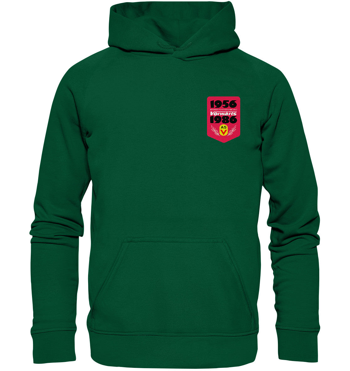 DDR Ostalgie Kapuze / Hoodie Unisex • ARMEESPORTVEREINIGUNG VORWÄRTS 1956-1986, BRUST BADGE