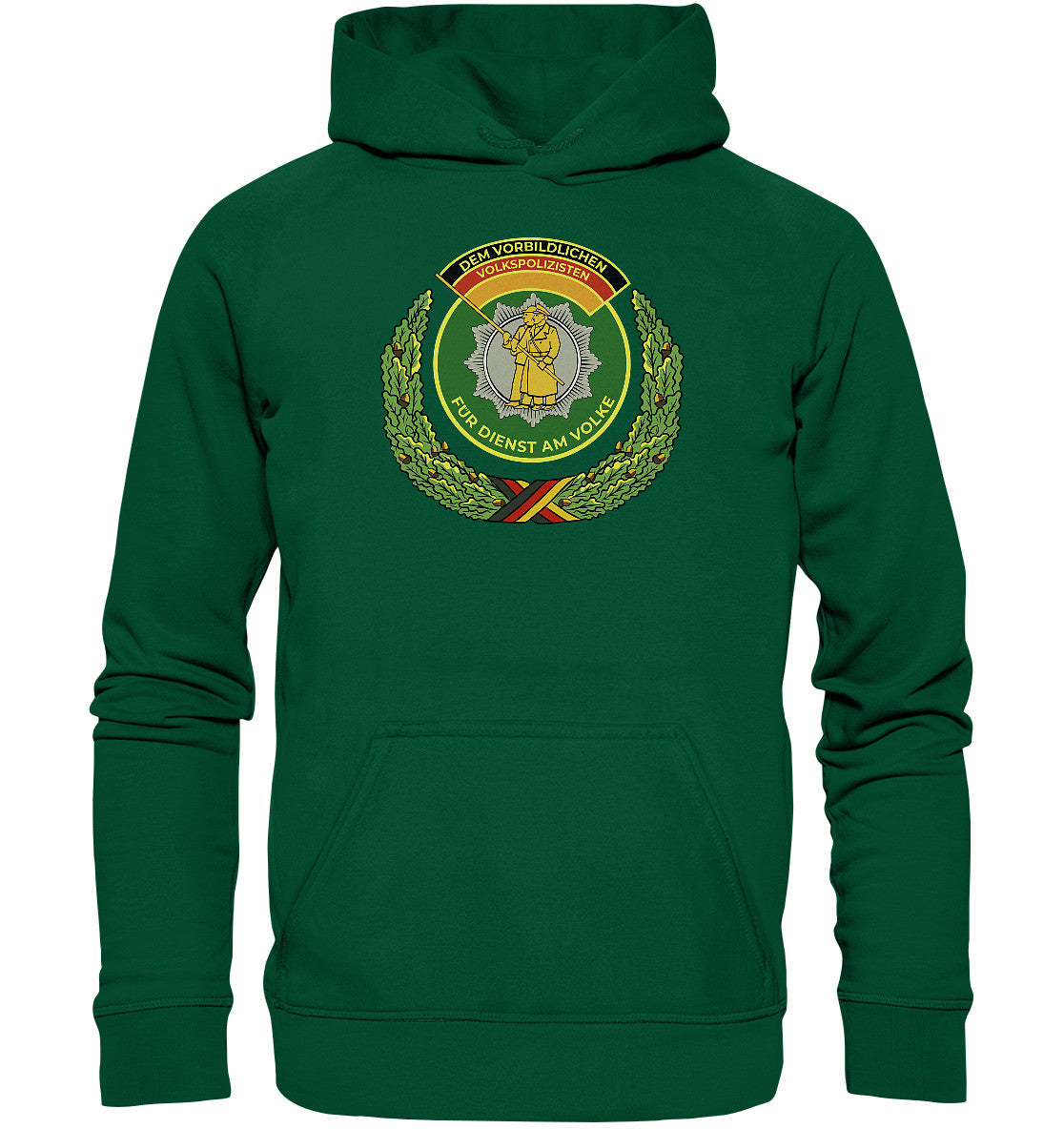 DDR Ostalgie Kapuze / Hoodie Unisex • DEM VORBILDLICHEN VOLKSPOLIZISTEN (ABZEICHEN)