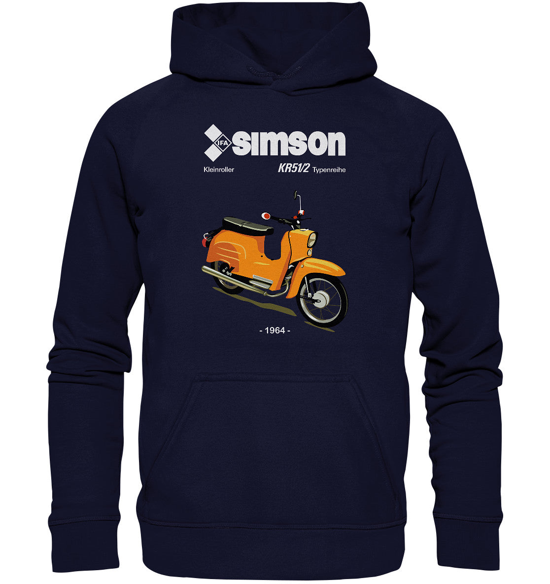 DDR Ostalgie Kapuze / Hoodie Unisex • SIMSON SCHWALBE KR51-2 (ORIGINALPROSPEKT 1964)