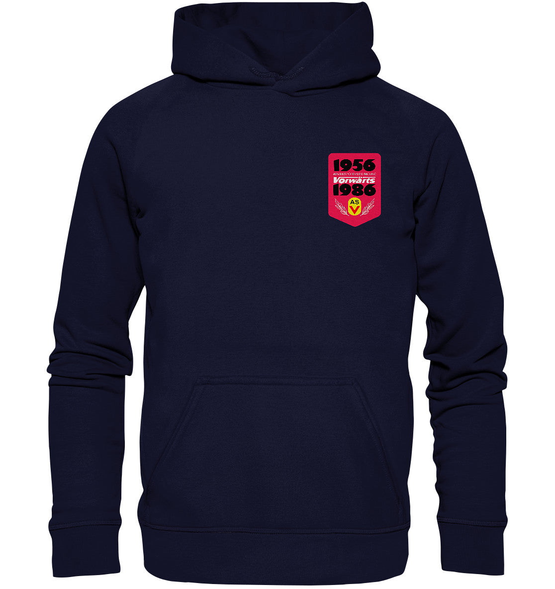 DDR Ostalgie Kapuze / Hoodie Unisex • ARMEESPORTVEREINIGUNG VORWÄRTS 1956-1986, BRUST BADGE