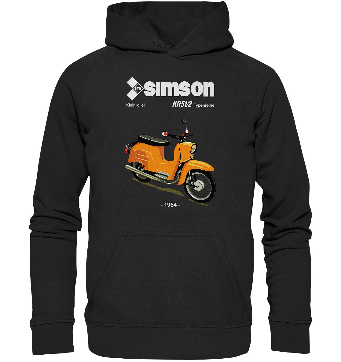 DDR Ostalgie Kapuze / Hoodie Unisex • SIMSON SCHWALBE KR51-2 (ORIGINALPROSPEKT 1964)