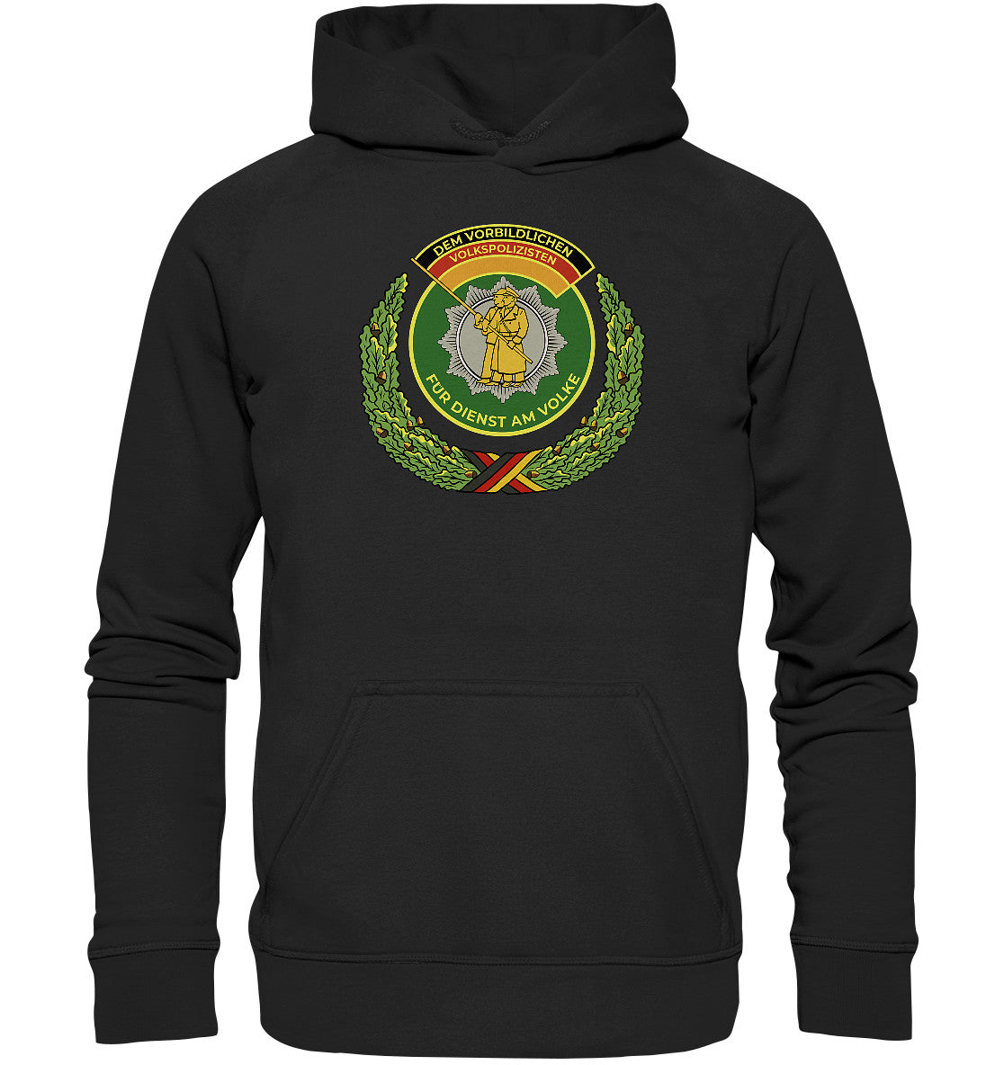 DDR Ostalgie Kapuze / Hoodie Unisex • DEM VORBILDLICHEN VOLKSPOLIZISTEN (ABZEICHEN)