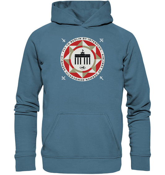 DDR Ostalgie Kapuze / Hoodie Unisex • FLY TO BERLIN WITH INTERFLUG - ORIGINALWERBUNG