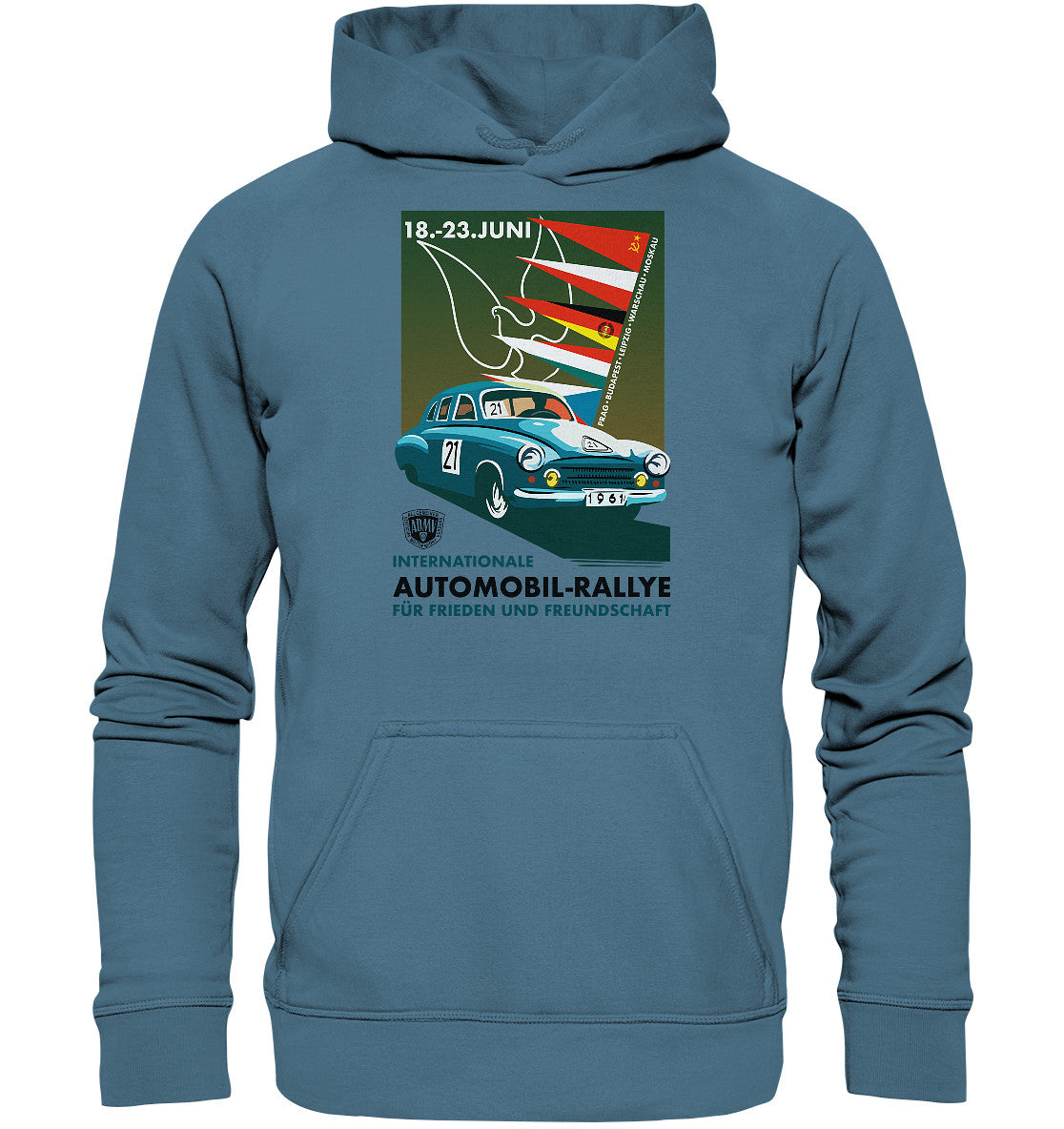DDR Ostalgie Kapuze / Hoodie Unisex • INTERNATIONALE RALLYE WARTBURG 1961 (ORIGINAL-PLAKAT)