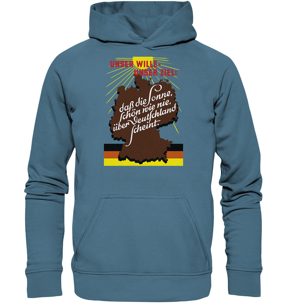 DDR Ostalgie Kapuze / Hoodie Unisex • DASS DIE SONNE SCHÖN WIE NIE, ÜBER DEUTSCHLAND SCHEINT - ORIGINAL DDR-PLAKAT