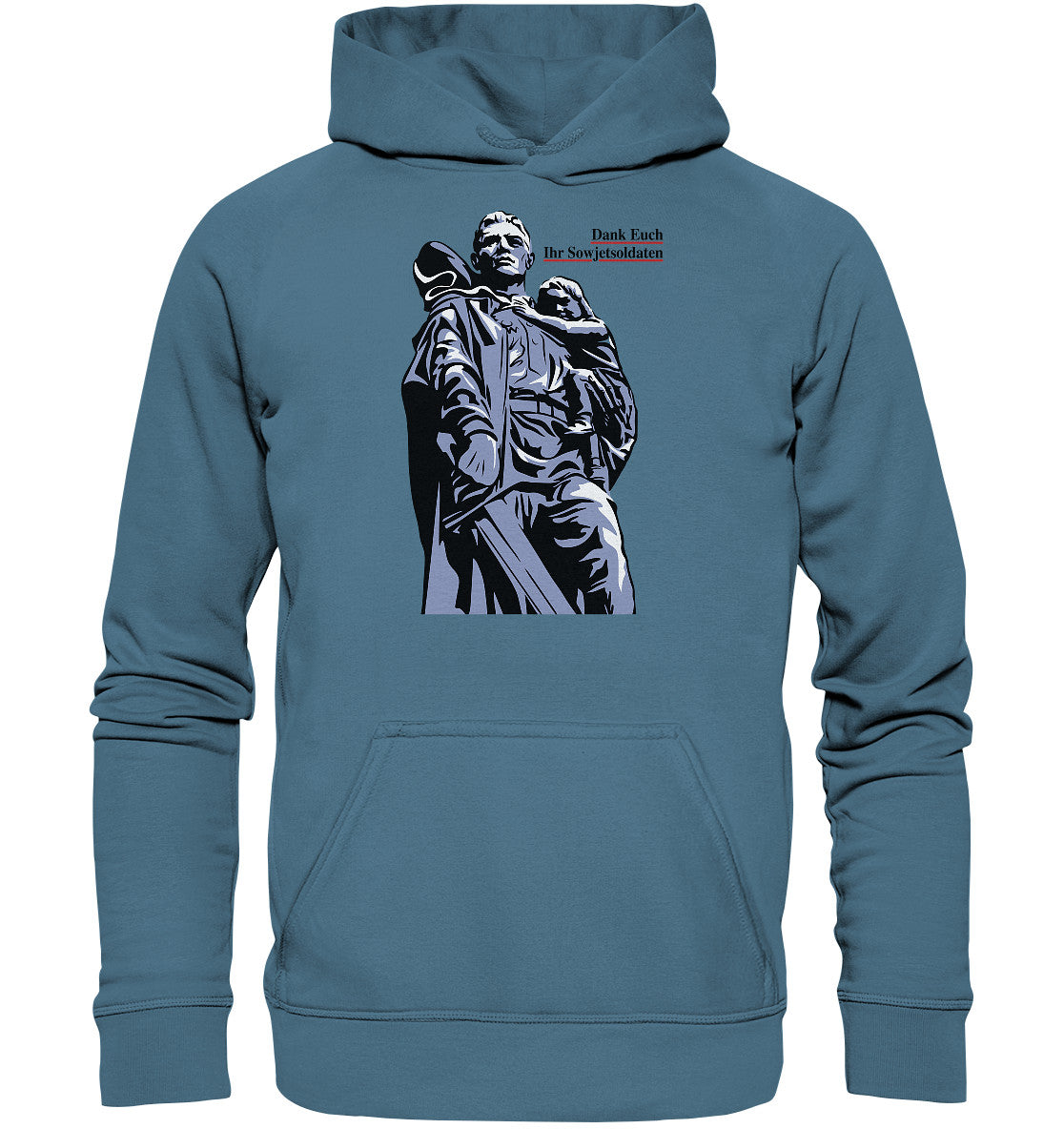 DDR Ostalgie Kapuze / Hoodie Unisex • DANK EUCH IHR SOWJETSOLDATEN (DDR ORIGINAL-PLAKAT)