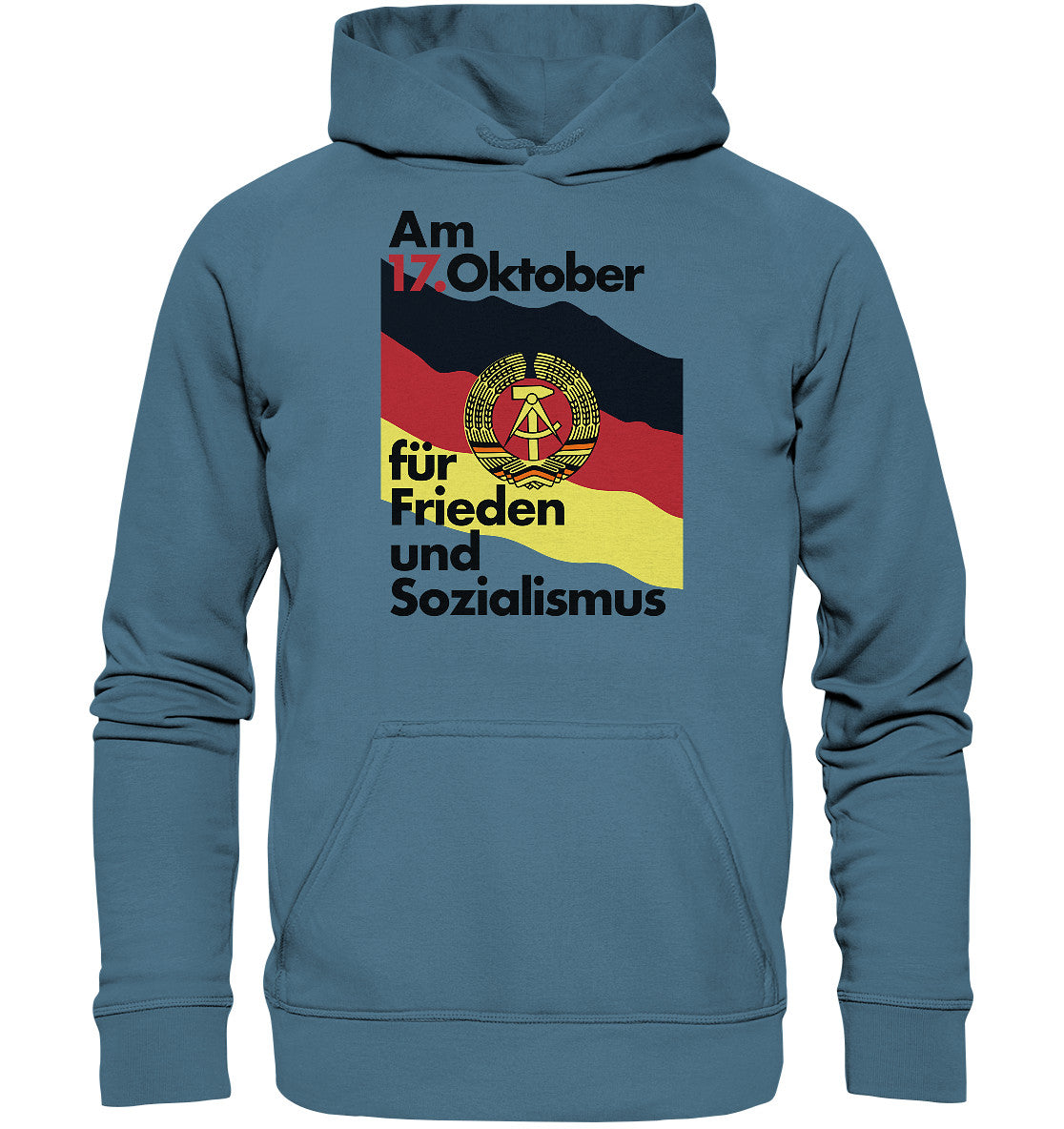 DDR Ostalgie Kapuze / Hoodie Unisex • FÜR FRIEDEN UND SOZIALISMUS (ORIGINAL DDR-PLAKAT)