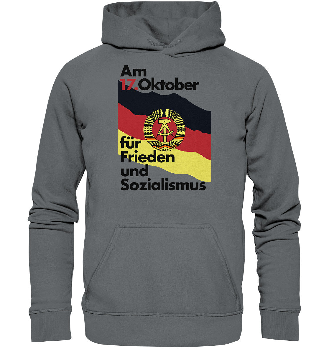 DDR Ostalgie Kapuze / Hoodie Unisex • FÜR FRIEDEN UND SOZIALISMUS (ORIGINAL DDR-PLAKAT)