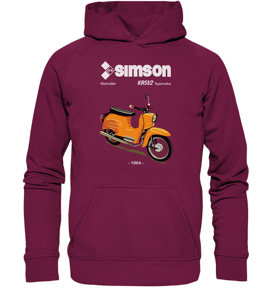 DDR Ostalgie Kapuze / Hoodie Unisex • SIMSON SCHWALBE KR51-2 (ORIGINALPROSPEKT 1964)