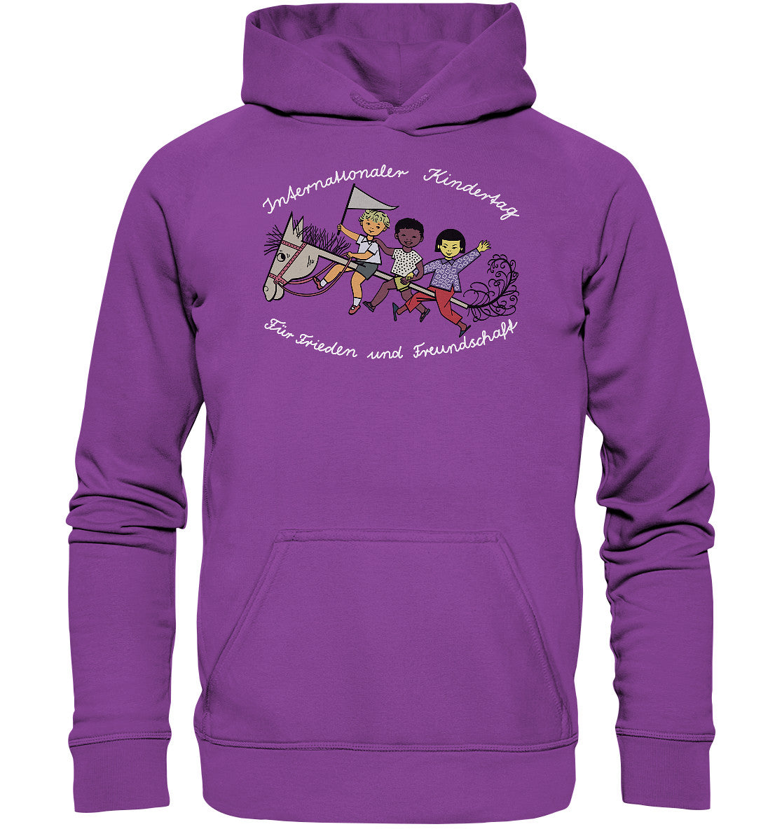 DDR Ostalgie Kapuze / Hoodie Unisex • INTERNATIONALER KINDERTAG, FÜR FRIEDEN UND FREUNDSCHAFT - ORIGINAL ILLUSTRATION
