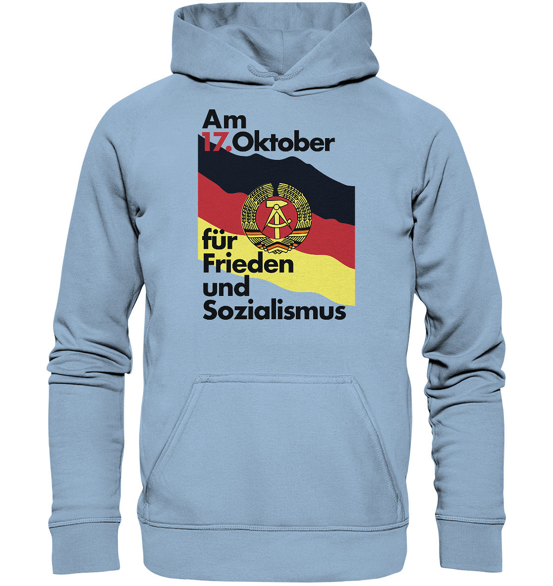 DDR Ostalgie Kapuze / Hoodie Unisex • FÜR FRIEDEN UND SOZIALISMUS (ORIGINAL DDR-PLAKAT)