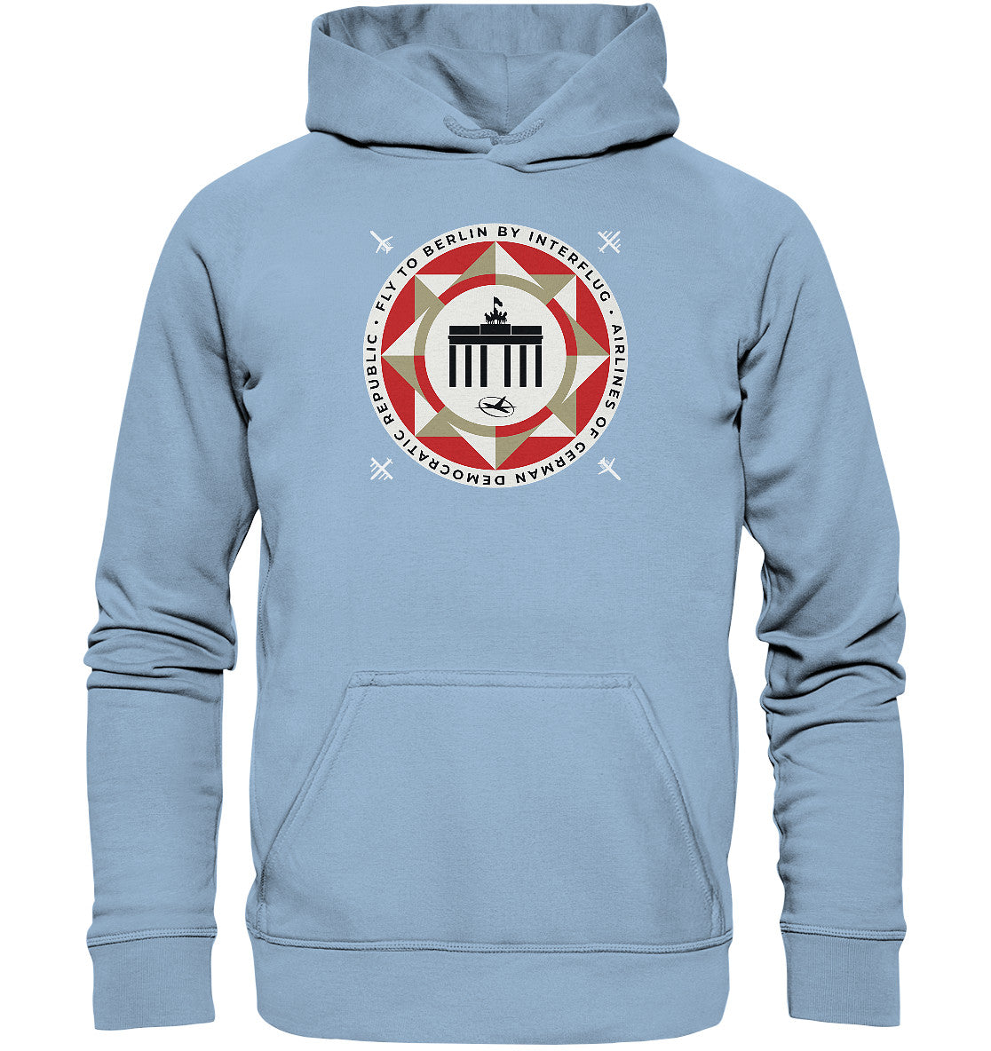 DDR Ostalgie Kapuze / Hoodie Unisex • FLY TO BERLIN WITH INTERFLUG - ORIGINALWERBUNG