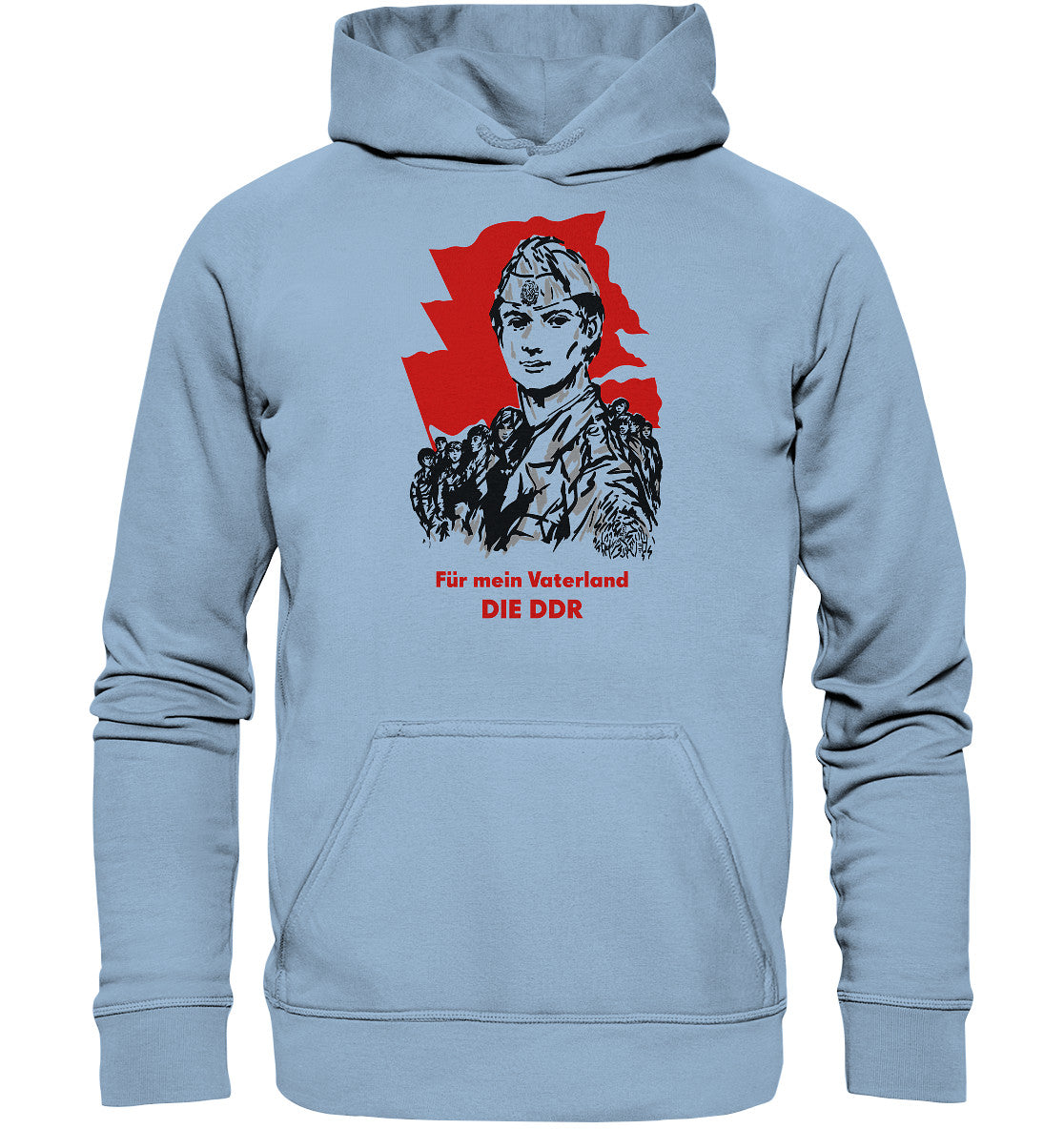 DDR Ostalgie Kapuze / Hoodie Unisex • FÜR MEIN VATERLAND - DIE DDR (ORIGINAL GST-PLAKAT)