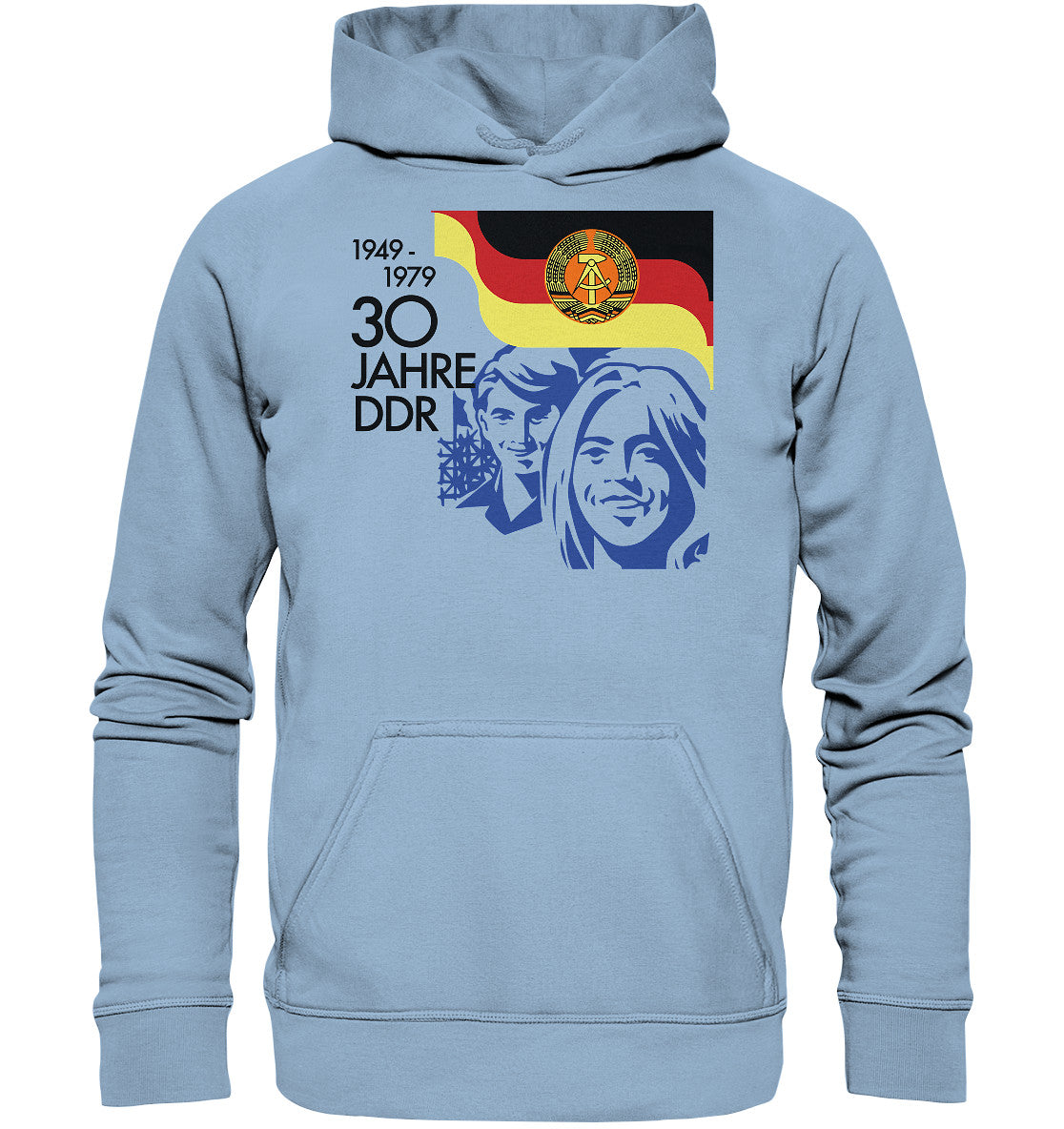 DDR Ostalgie Kapuze / Hoodie Unisex • 30 JAHRE DDR - BRIEFMARKE