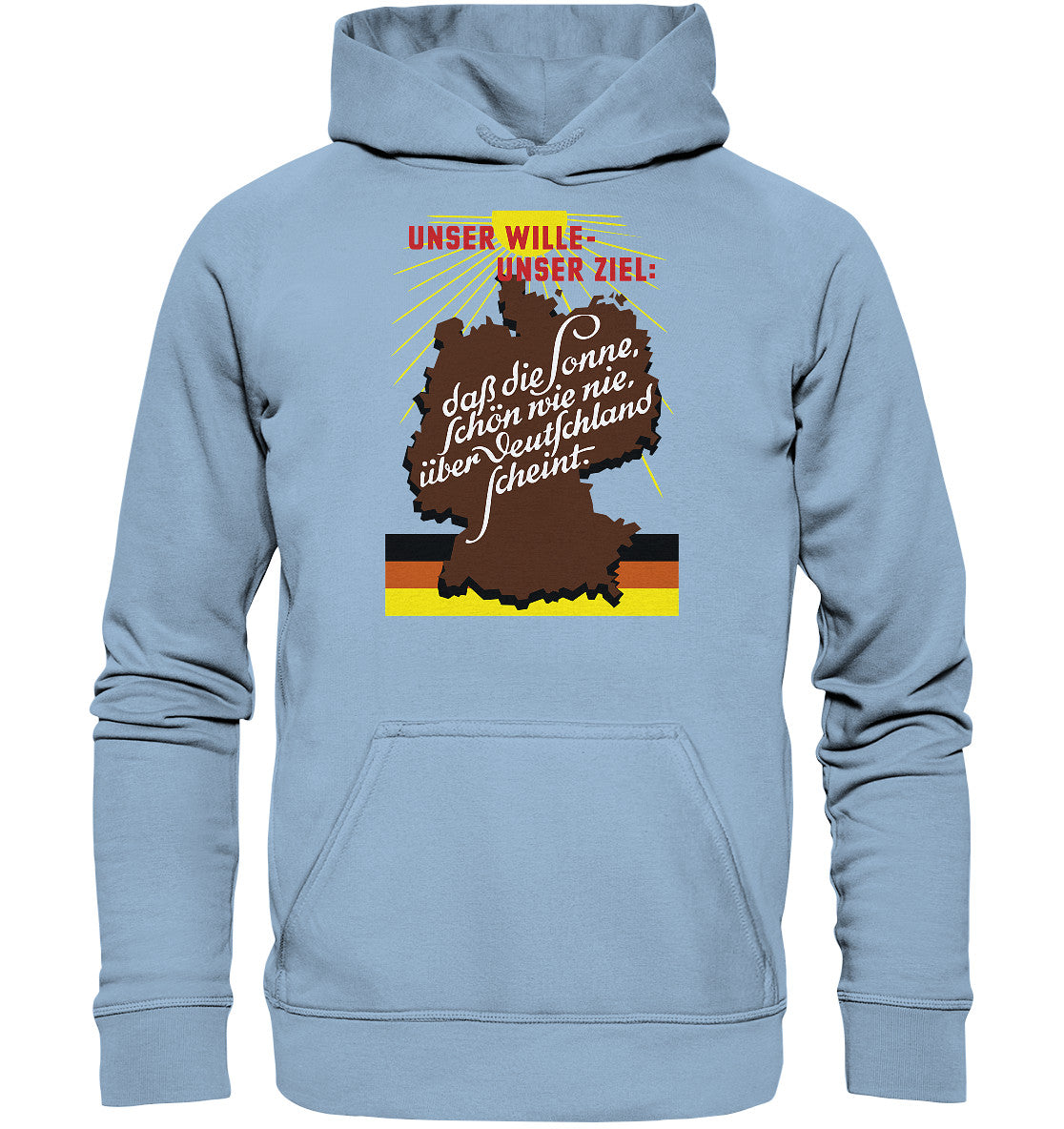 DDR Ostalgie Kapuze / Hoodie Unisex • DASS DIE SONNE SCHÖN WIE NIE, ÜBER DEUTSCHLAND SCHEINT - ORIGINAL DDR-PLAKAT