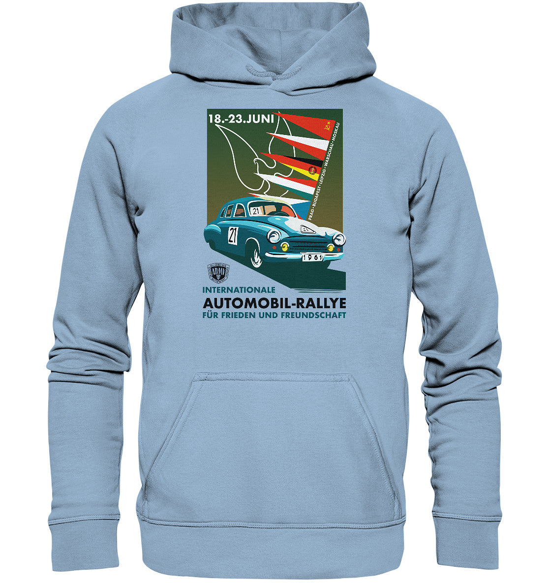DDR Ostalgie Kapuze / Hoodie Unisex • INTERNATIONALE RALLYE WARTBURG 1961 (ORIGINAL-PLAKAT)