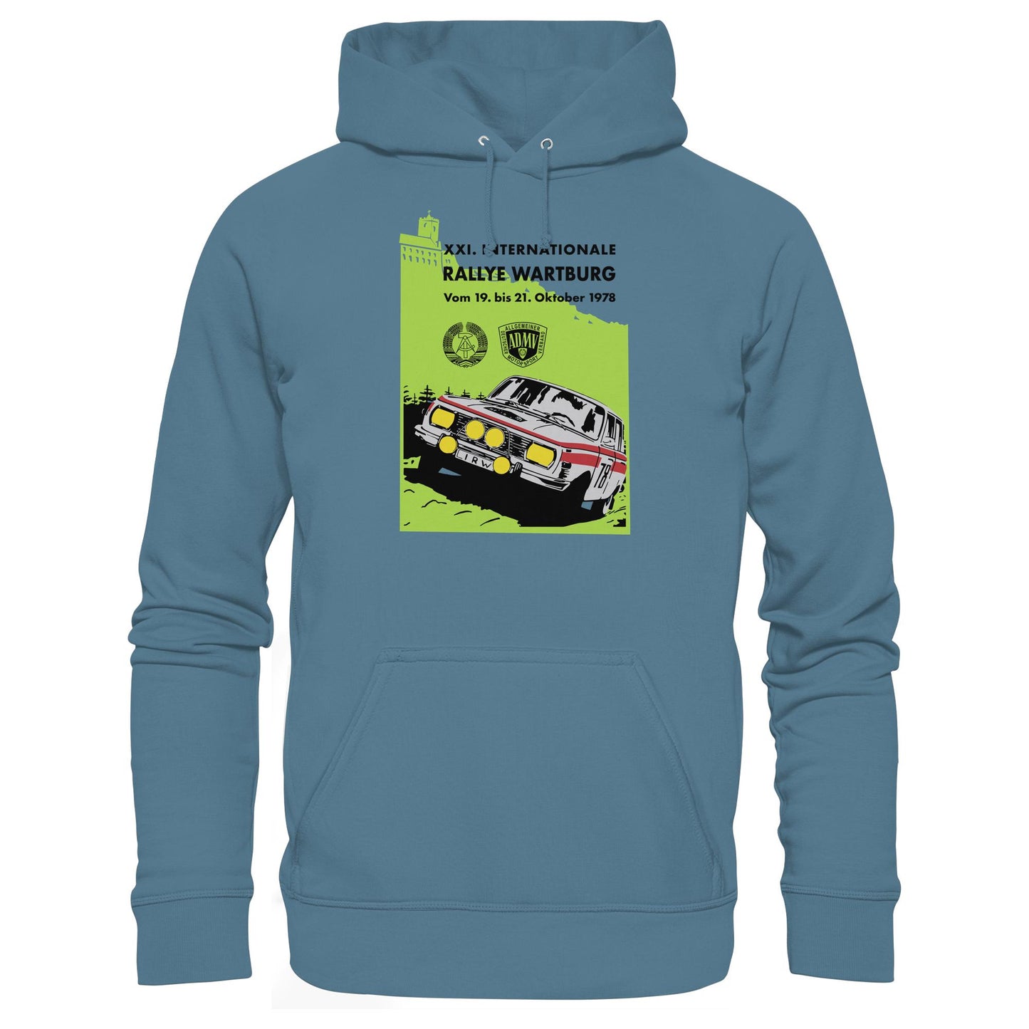 DDR Ostalgie Kapuze / Hoodie Unisex • INTERNATIONALE RALLYE WARTBURG - 1978