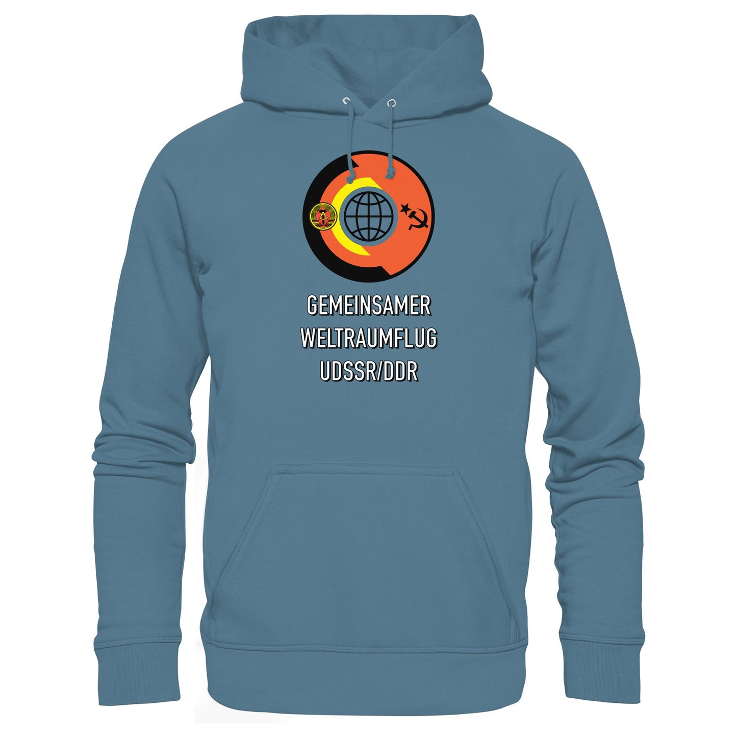 DDR Ostalgie Kapuze / Hoodie Unisex • GEMEINSAMER WELTRAUMFLUG UDSSR-DDR (ORIGINAL WIMPEL)