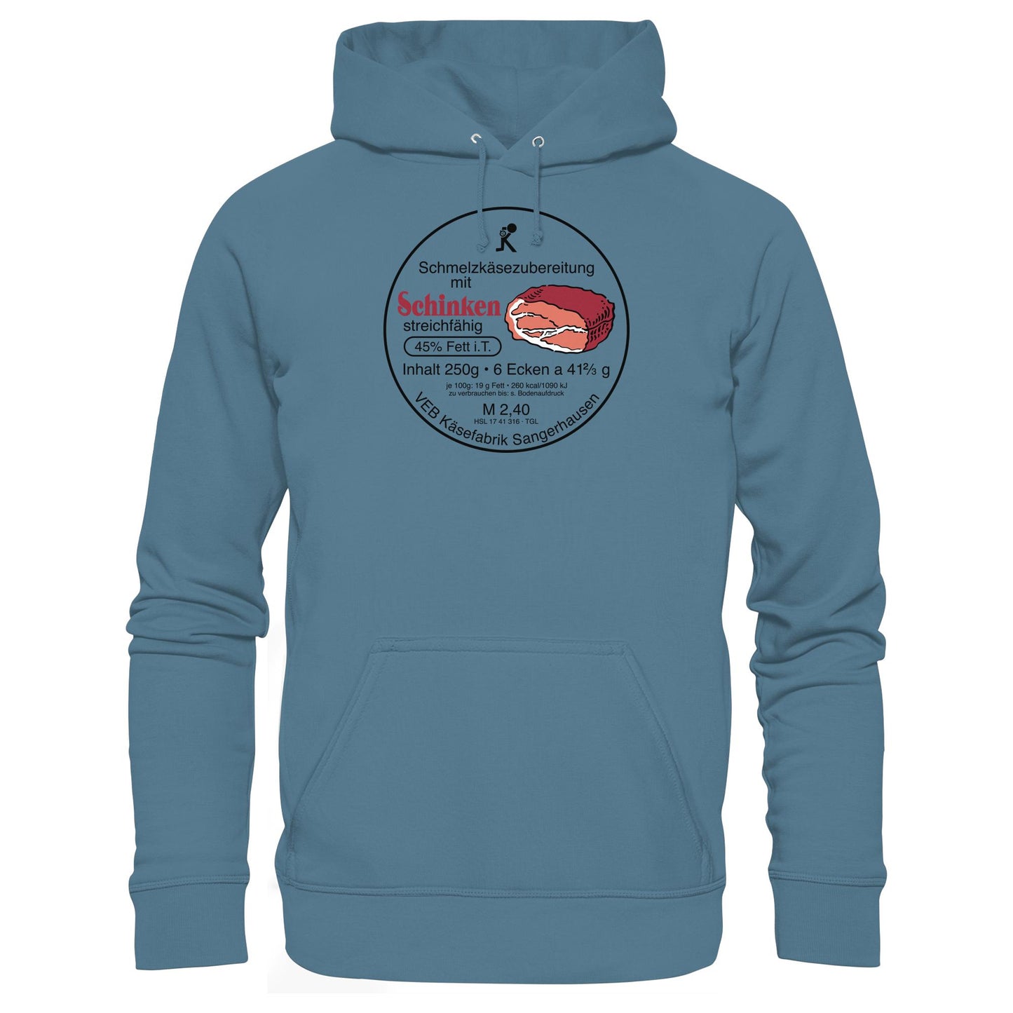 DDR Ostalgie Kapuze / Hoodie Unisex • SCHMELZKÄSE MIT SCHINKEN - VEB KÄSEFABRIK SANGERHAUSEN