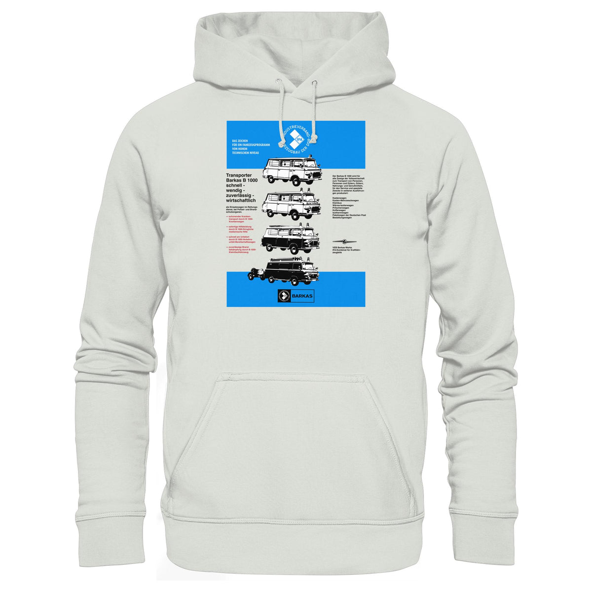 DDR Ostalgie Kapuze / Hoodie Unisex • IFA BARKAS B 1000 (ORIGINAL-PLAKAT)