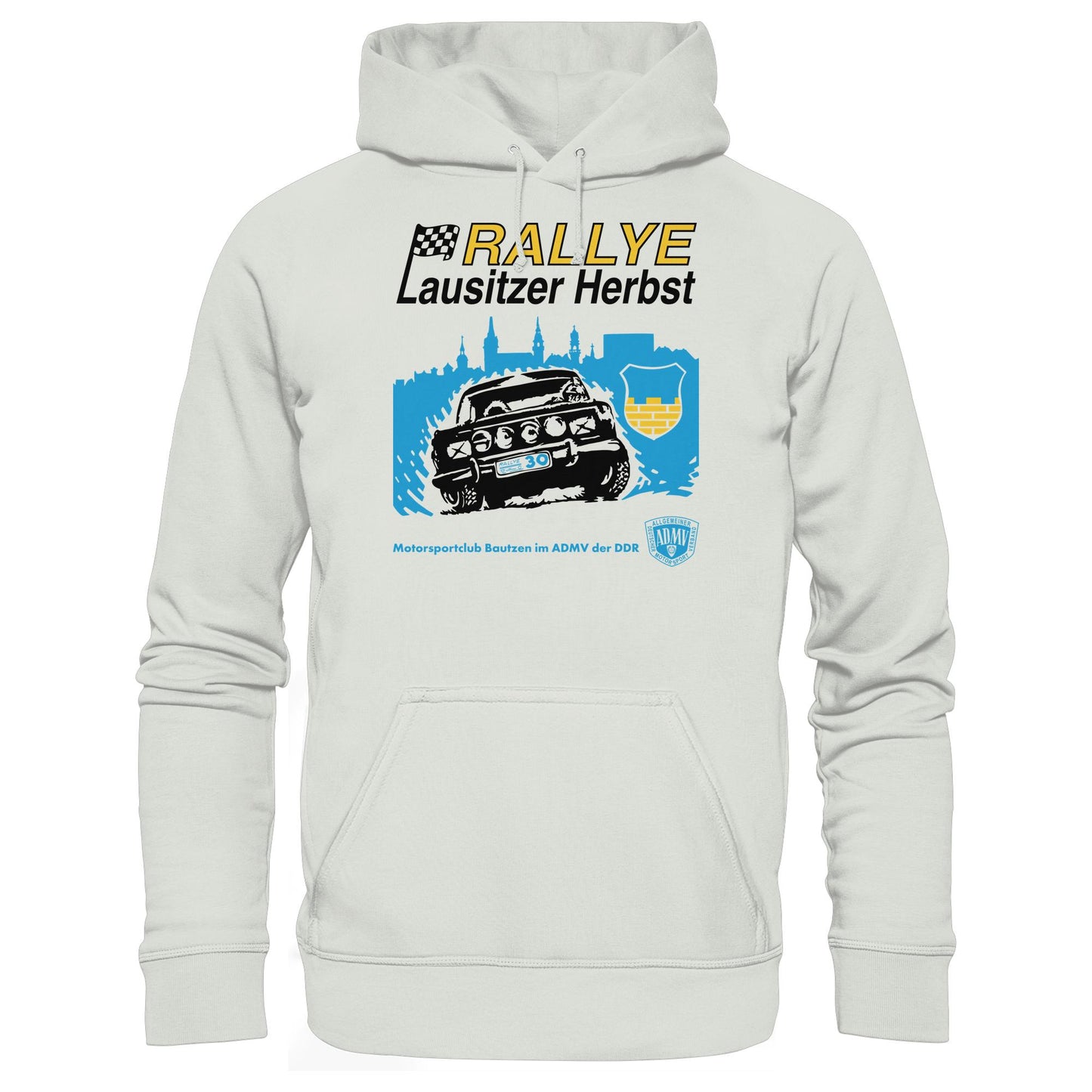 DDR Ostalgie Kapuze / Hoodie Unisex • RALLYE LAUSITZER HERBST, MOTORSPORTCLUB BAUTZEN