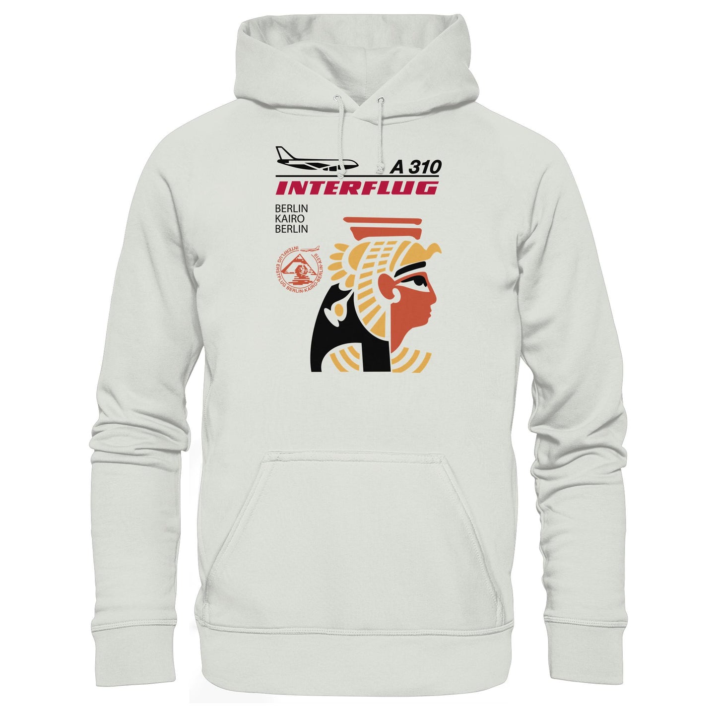 DDR Ostalgie Kapuze / Hoodie Unisex • INTERFLUG BERLIN - KAIRO (ORIGINAL SONDERSTEMPEL)