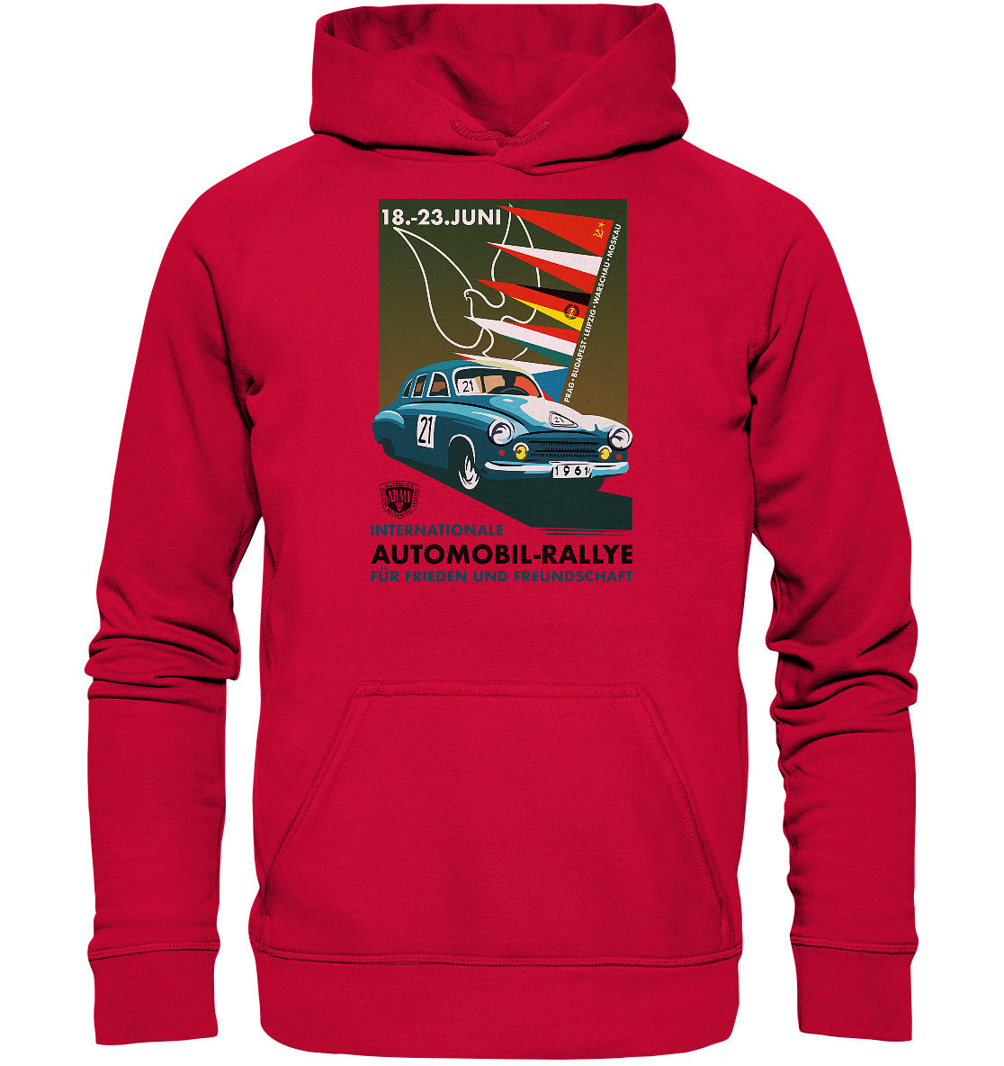 DDR Ostalgie Kapuze / Hoodie Unisex • INTERNATIONALE RALLYE WARTBURG 1961 (ORIGINAL-PLAKAT)