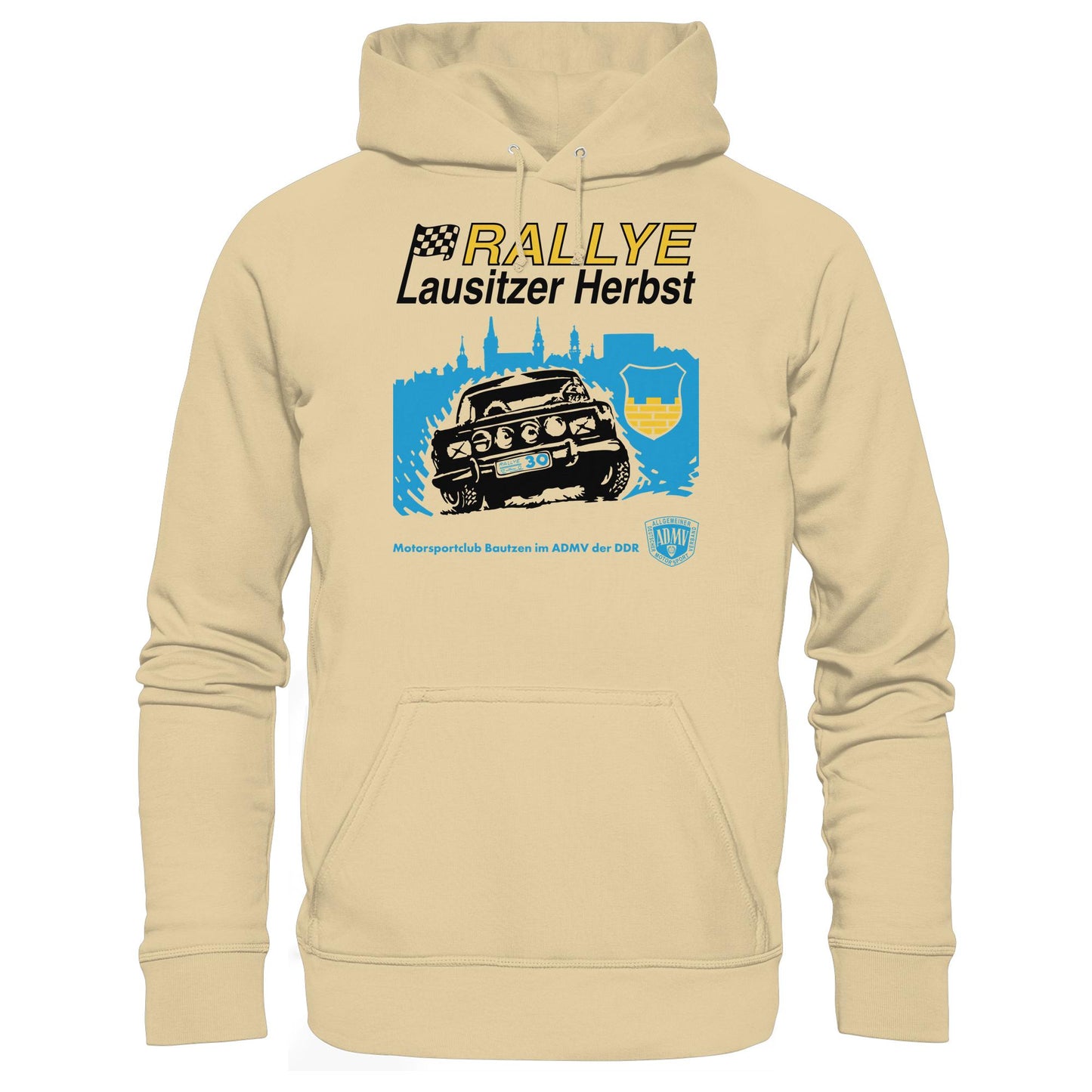 DDR Ostalgie Kapuze / Hoodie Unisex • RALLYE LAUSITZER HERBST, MOTORSPORTCLUB BAUTZEN