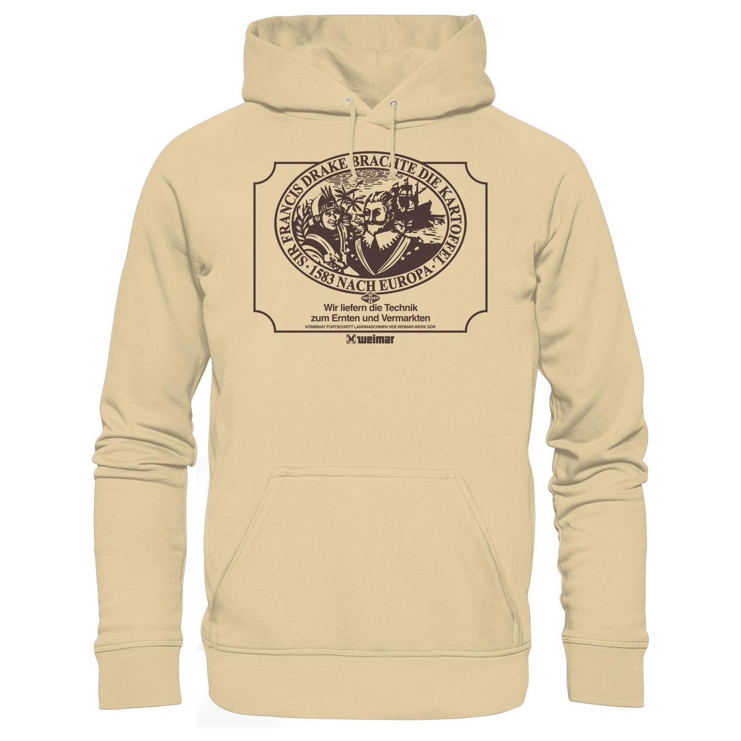 DDR Ostalgie Kapuze / Hoodie Unisex • FRANCIS DRAKE BRACHTE DIE KARTOFFEL - KOMBINAT FORTSCHRITT WEIMAR