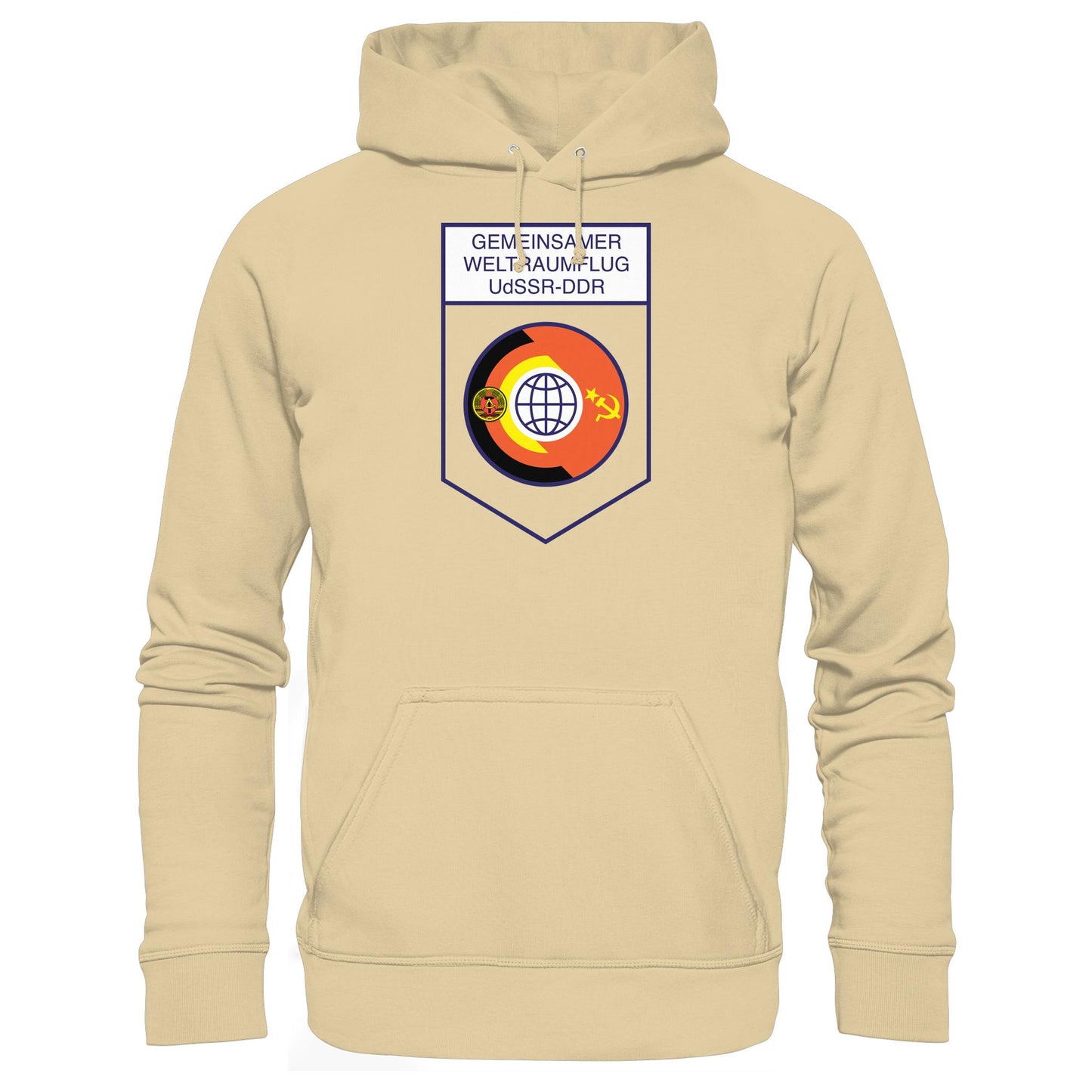 DDR Ostalgie Kapuze / Hoodie Unisex • GEMEINSAMER WELTRAUMFLUG UDSSR-DDR (ORIGINAL WIMPEL)