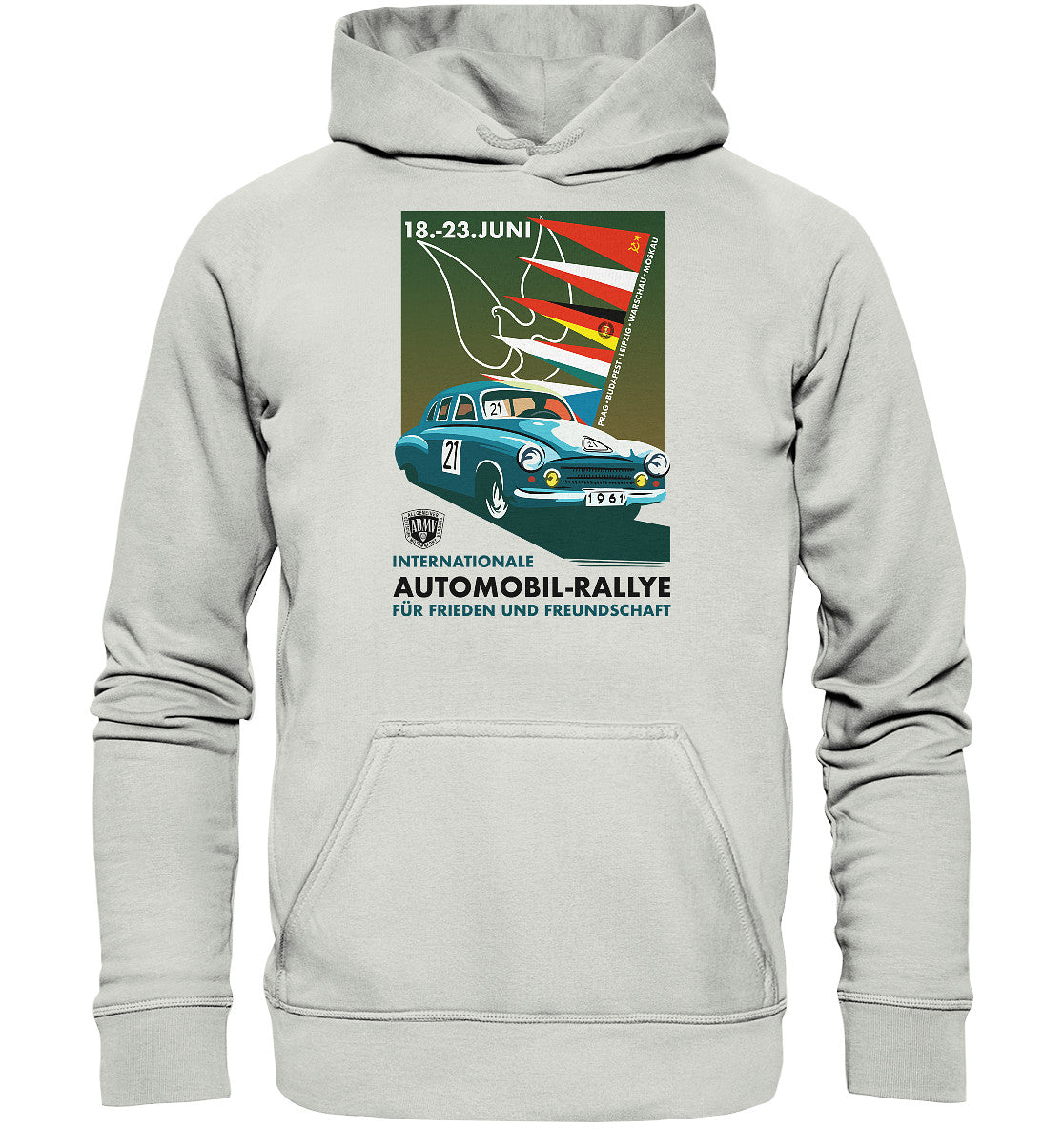 DDR Ostalgie Kapuze / Hoodie Unisex • INTERNATIONALE RALLYE WARTBURG 1961 (ORIGINAL-PLAKAT)