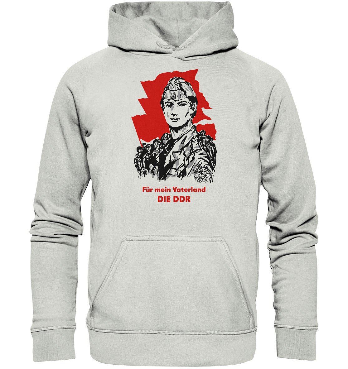 DDR Ostalgie Kapuze / Hoodie Unisex • FÜR MEIN VATERLAND - DIE DDR (ORIGINAL GST-PLAKAT)