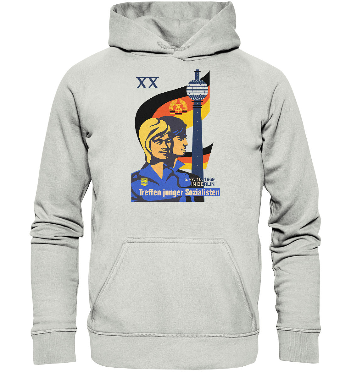 DDR Ostalgie Kapuze / Hoodie Unisex • TREFFEN JUNGER SOZIALISTEN BERLIN 1969 (ORIGINAL PLAKAT)
