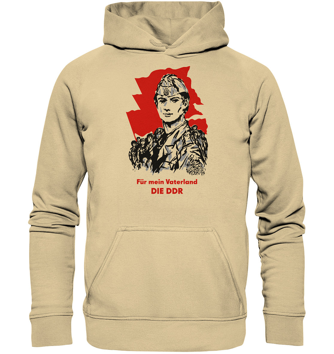 DDR Ostalgie Kapuze / Hoodie Unisex • FÜR MEIN VATERLAND - DIE DDR (ORIGINAL GST-PLAKAT)
