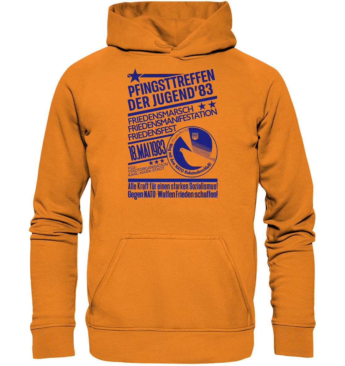 DDR Ostalgie Kapuze / Hoodie Unisex • PFINGSTTREFFEN 1983 - GEGEN NATO-WAFFEN - ORIGINAL ILLUSTRATION