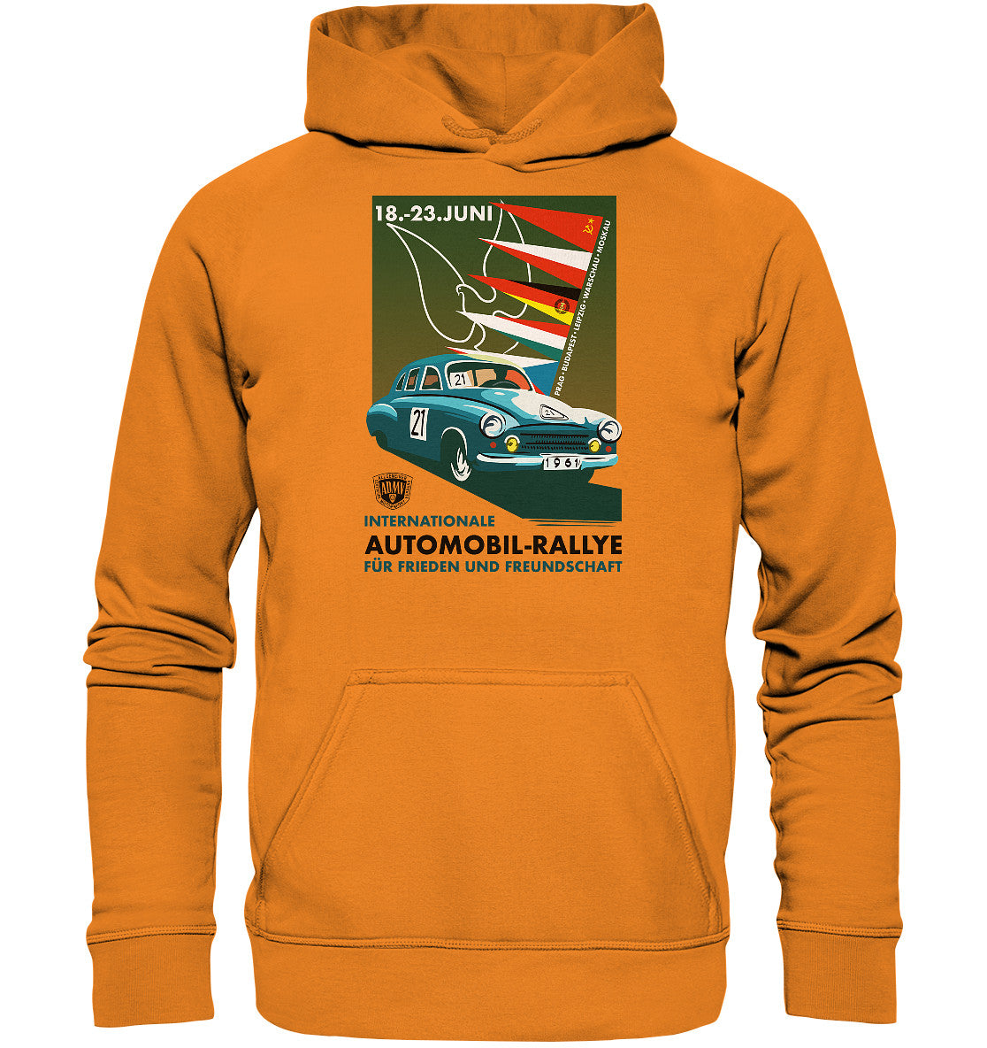 DDR Ostalgie Kapuze / Hoodie Unisex • INTERNATIONALE RALLYE WARTBURG 1961 (ORIGINAL-PLAKAT)