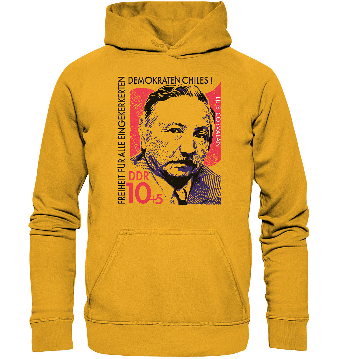 DDR Ostalgie Kapuze / Hoodie Unisex • DDR BRIEFMARKE - FREIHEIT FÜR LUIS CORVALAN