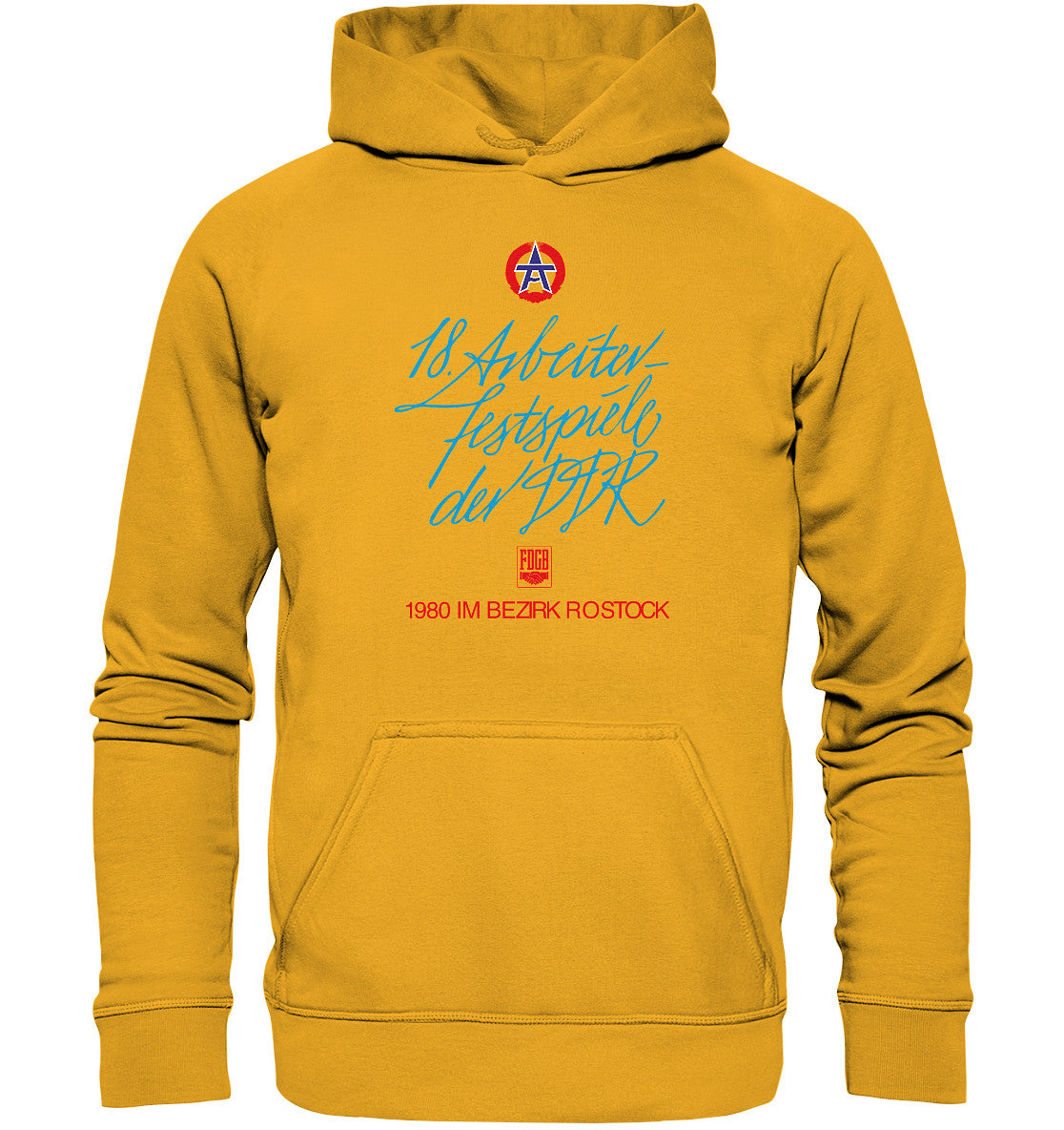 DDR Ostalgie Kapuze / Hoodie Unisex • ARBEITERFESTSPIELE DER DDR ROSTOCK 1980