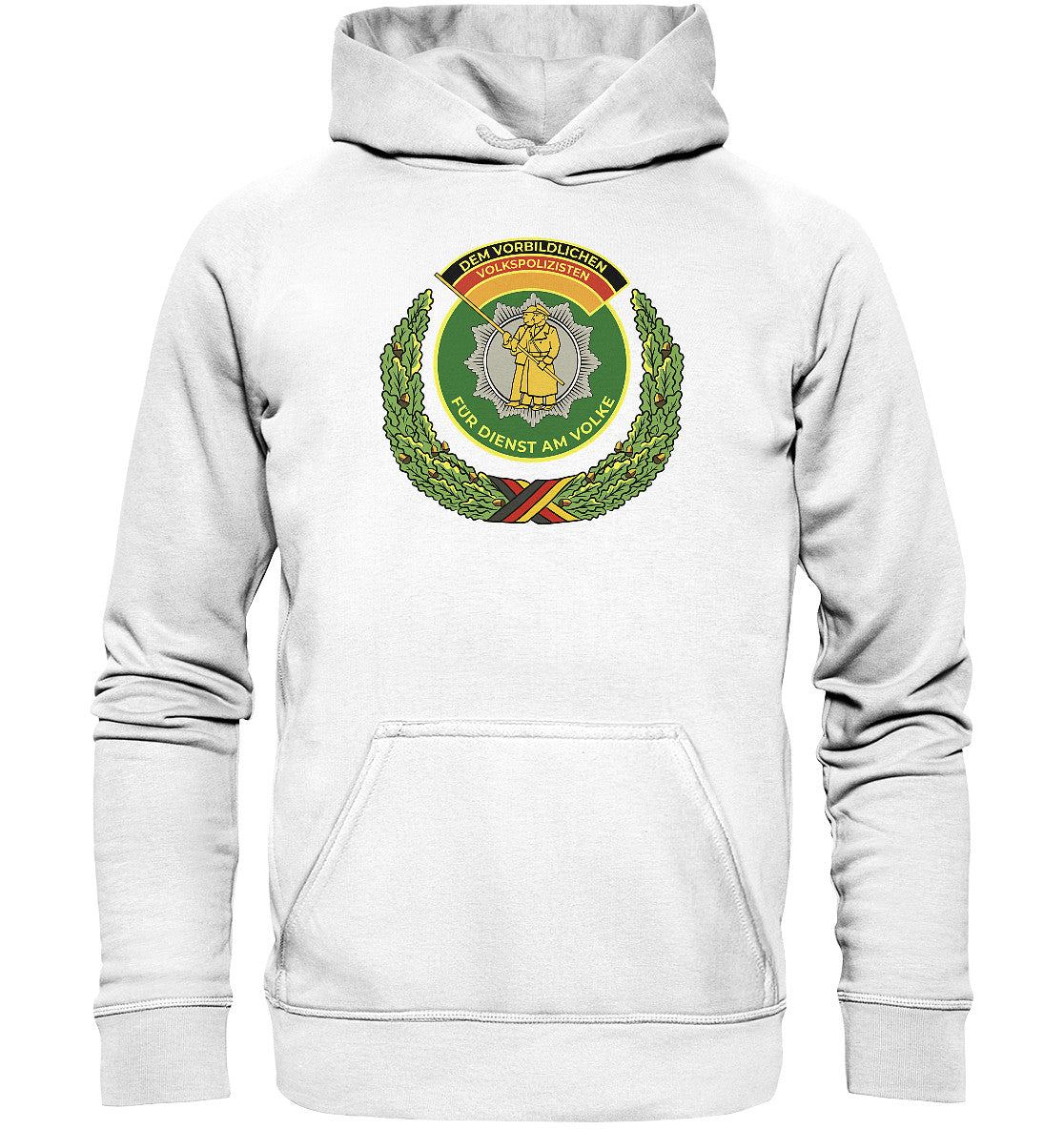 DDR Ostalgie Kapuze / Hoodie Unisex • DEM VORBILDLICHEN VOLKSPOLIZISTEN (ABZEICHEN)
