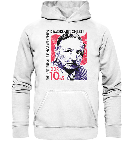 DDR Ostalgie Kapuze / Hoodie Unisex • DDR BRIEFMARKE - FREIHEIT FÜR LUIS CORVALAN