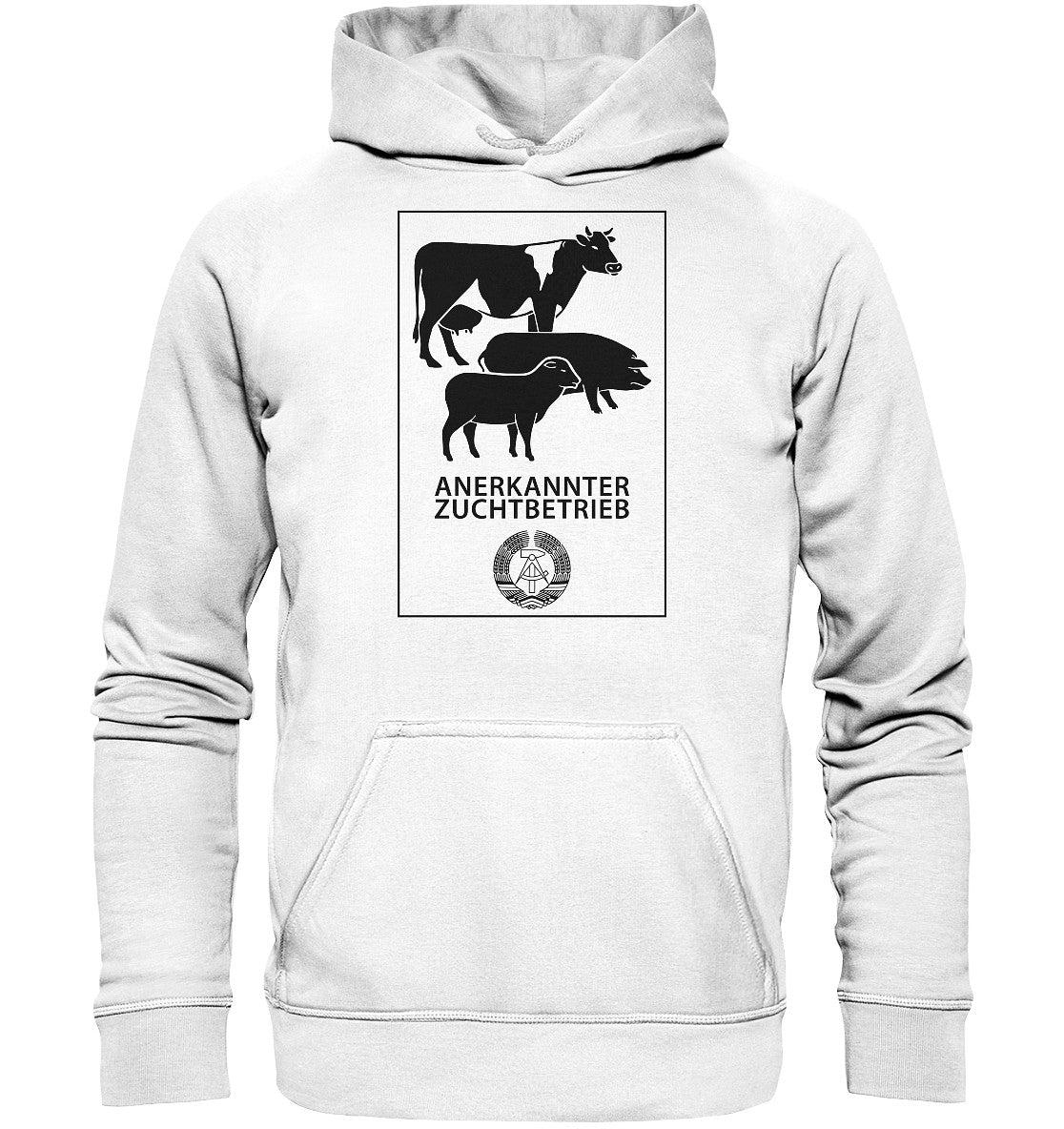 DDR Ostalgie Kapuze / Hoodie Unisex • ANERKANNTER ZUCHTBETRIEB (ORIGINALSCHILD)