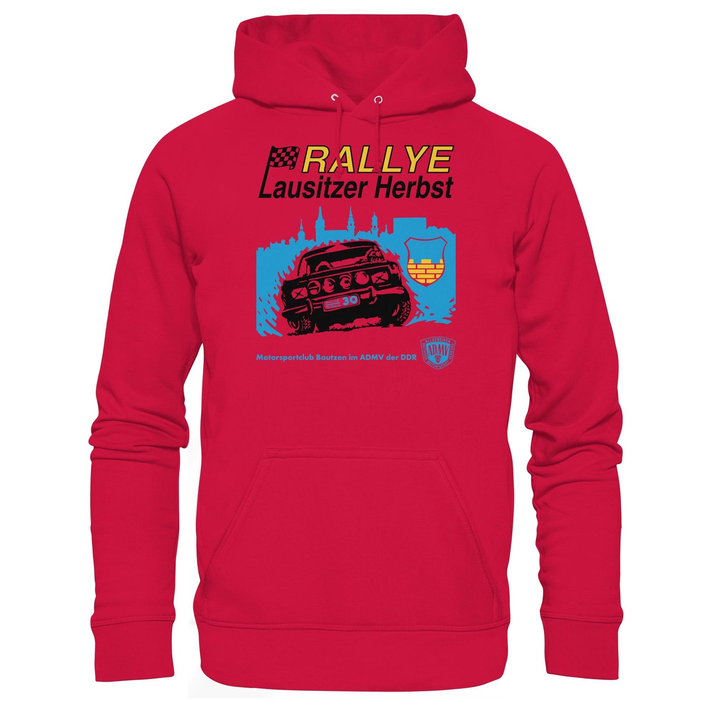 DDR Ostalgie Kapuze / Hoodie Unisex • RALLYE LAUSITZER HERBST, MOTORSPORTCLUB BAUTZEN