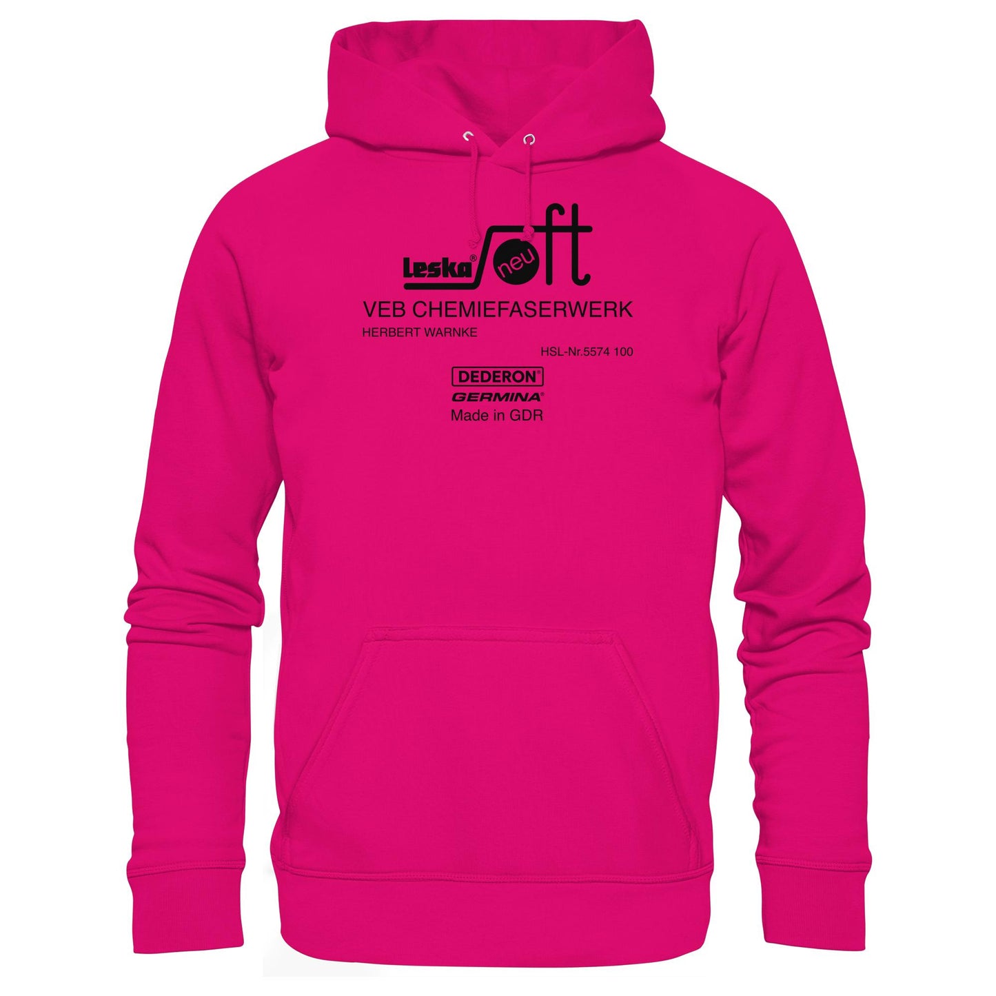 DDR Ostalgie Kapuze / Hoodie Unisex • LESKA VEB CHEMIEFASERWERK HERBERT WARNKE - DEDERON, GERMINA