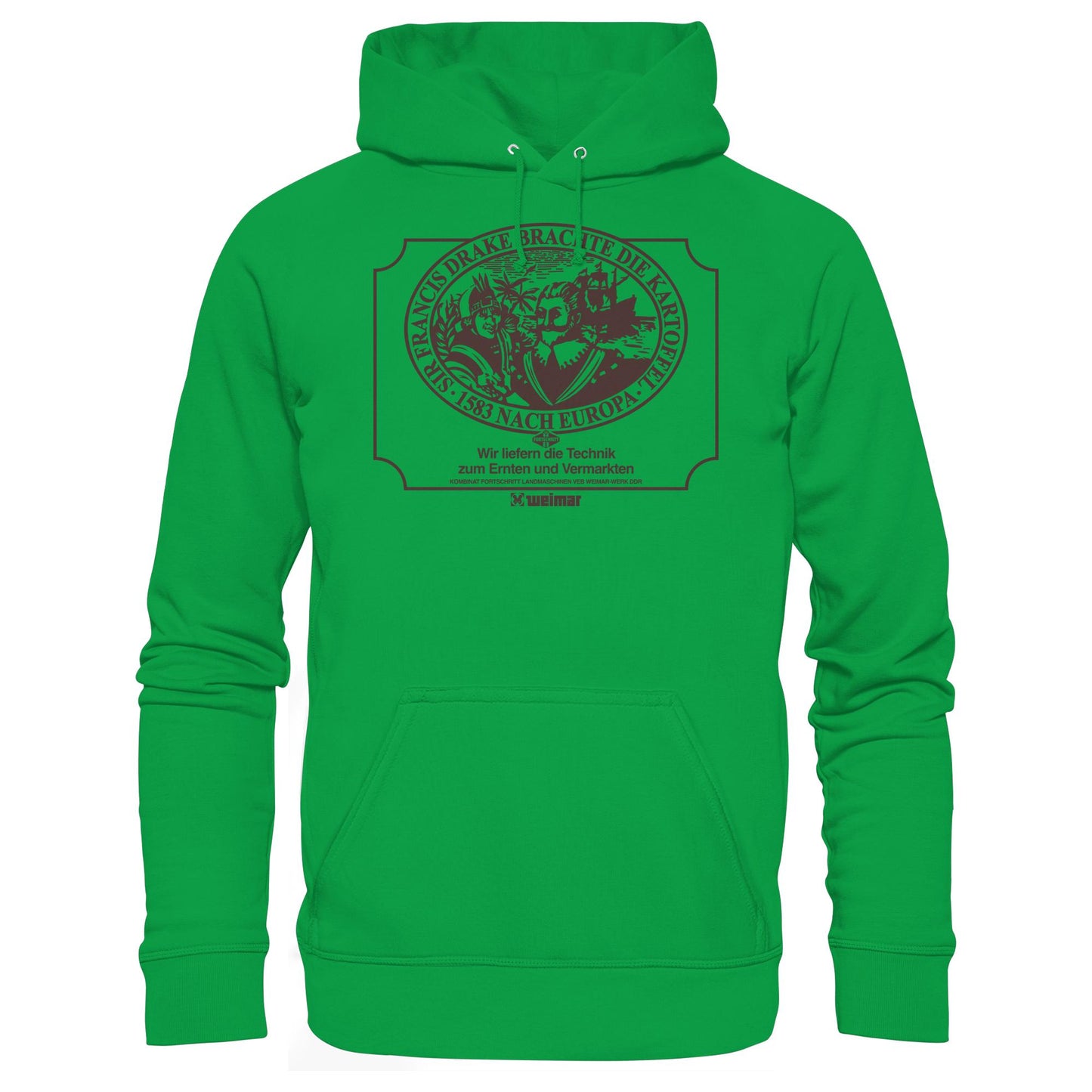 DDR Ostalgie Kapuze / Hoodie Unisex • FRANCIS DRAKE BRACHTE DIE KARTOFFEL - KOMBINAT FORTSCHRITT WEIMAR