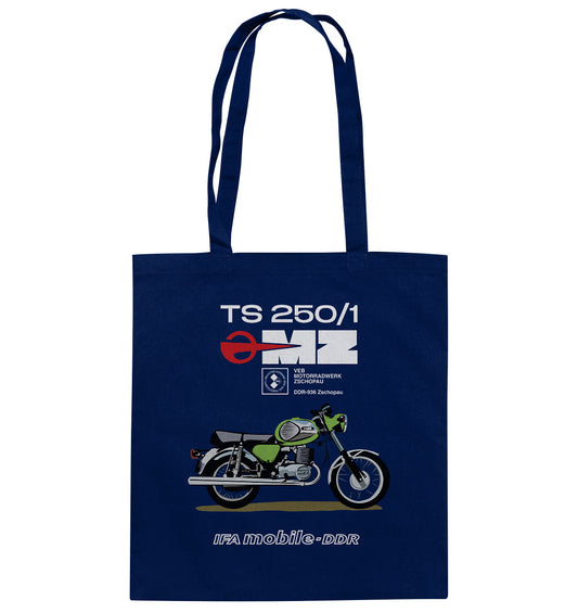 DDR Ostalgie Baumwolltasche • MZ TS 250 GRÜN (ORIGINAL DDR-PLAKAT)