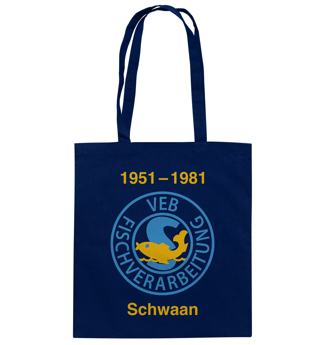DDR Ostalgie Baumwolltasche • VEB FISCHVERARBEITUNG SCHWAAN