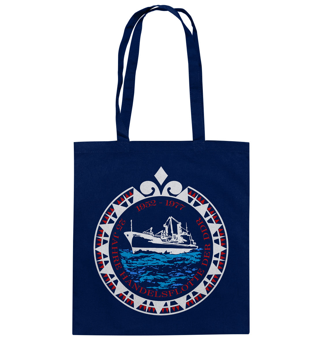 DDR Ostalgie Baumwolltasche • 25 JAHRE HANDELSFLOTTE DER DDR - dunkel