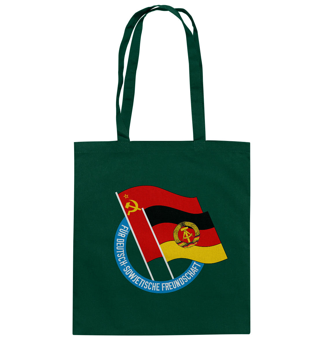 DDR Ostalgie Baumwolltasche • DEUTSCH SOWJETISCHE FREUNDSCHAFT - dunkel