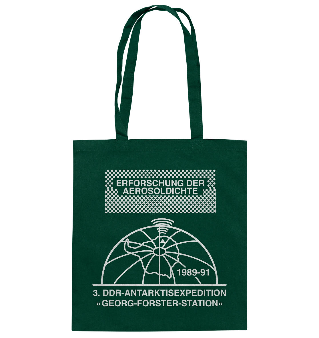 DDR Ostalgie Baumwolltasche • ANTARKTISEXPEDITION, ERFORSCHUNG DER AEROSOLDICHTE, 1989-1991